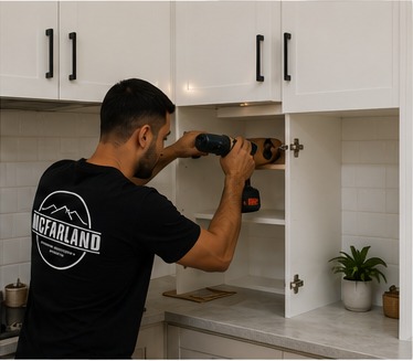 Interior fittings being installed